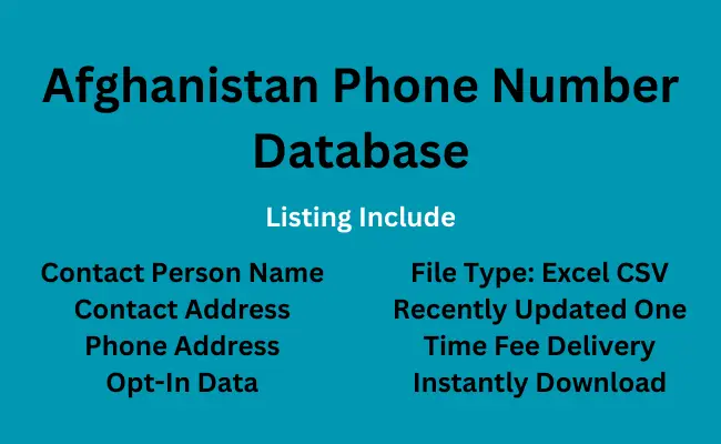 Afghanistan phone number database